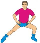 6. Vila eller skaka benet i ca 5 10 sekunder. Ställ dig brett mellan fötterna och luta dig över till det andra benet medan du stretchar det ena.