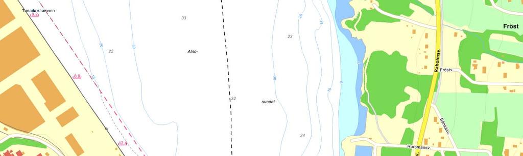 Figur 8: Karta över det övervägda hållplatsläget i Gustavsberg.