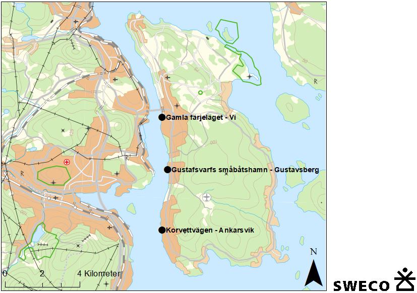 Alnön De tre tänkbara angöringsplatserna på Alnön finns på öns västra sida, från det gamla färjeläget i Vi ned till norra delen av Ankarsvik