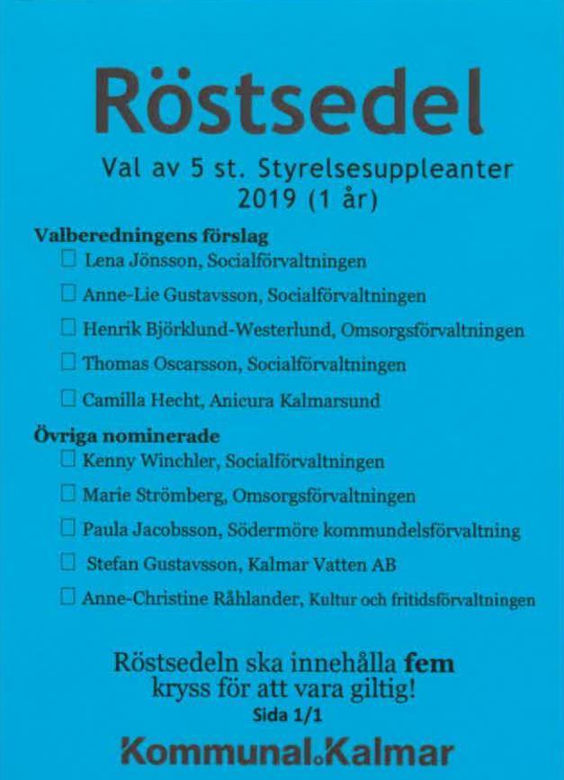 Val av 5 st.