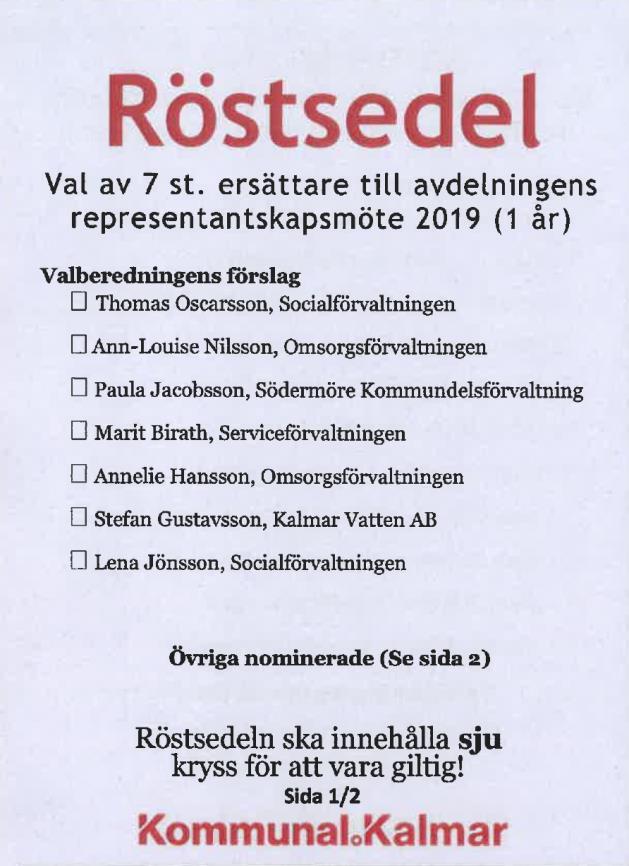 Val av 7 st.