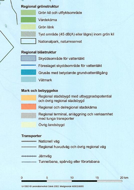 Källa: Teckenförklaring till kartan ovan, RUFS 2001 Stockholms Regionplaneoch trafikkontor Väsjöområdet är utpekat som regional stadsbygd med utbyggnadspotential.