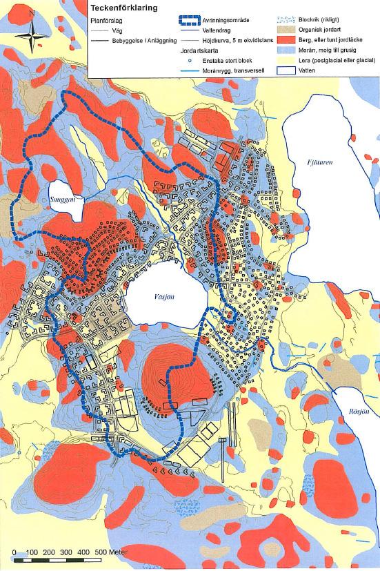 4.3 Mark och vatten Väsjöområdet karaktäriseras av sprickdalslandskap med postglaciala lerslättsområdet i låglänta delar.