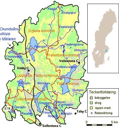 Ytvatten Väsjöområdet ingår i Oxundaåns avrinningsområde, vilken har sitt utlopp i Mälaren.