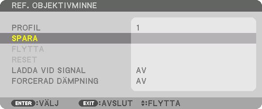 3. Behändiga funktioner 5. Kontrollera att [PROFIL] är markerat och tryck på ENTER-knappen. [PROFIL]-skärmen för val visas. 6.