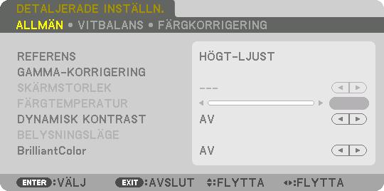 5. Användning av skärmmenyn [DETALJERADE INSTÄLLN.