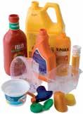 Plastfolie/Plastfilm I nnerpåsar i till exempel müslipaket F laskor, burkar, små dunkar och hinkar (sylt)