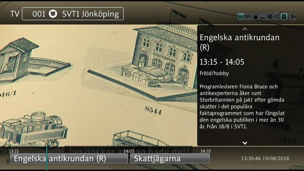 Utökad information i 5 OK Programinformation Genom att trycka på Info-knappen två gånger kan du få ytterligare information om programmet om detta finns tillgängligt.