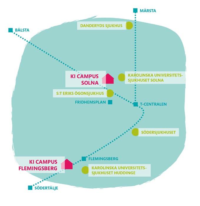 Ett universitet två campus Utbildning och forskning vid Karolinska Institutet bedrivs i huvudsak på två campusområden: campus Solna och campus Flemingsberg.