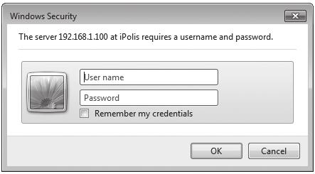 Starta Internet-klienten. 2. Skriva in IP-adressen och HTTP-portnumret för kameran i adressfältet. ex) IP-adress: 192.168.1.100:HTTP Port number(8080) http://192.168.1.100:8080 - inloggningsfönstret ska öppnas.