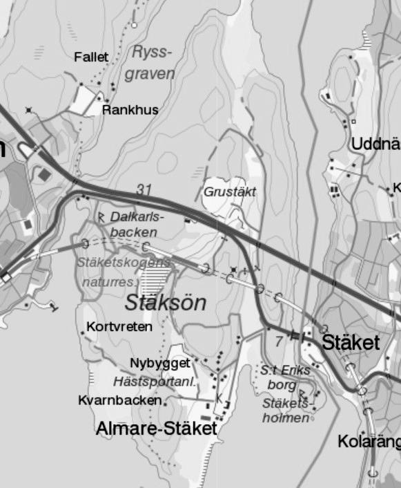 Banvaktstuga 757 på Stäksön av Ulf Björkdahl Under ungefär 100 års tid låg det en banvaktstuga på Stäksön nedanför den höga järnvägsbanvallen alldeles norr om motorvägen.