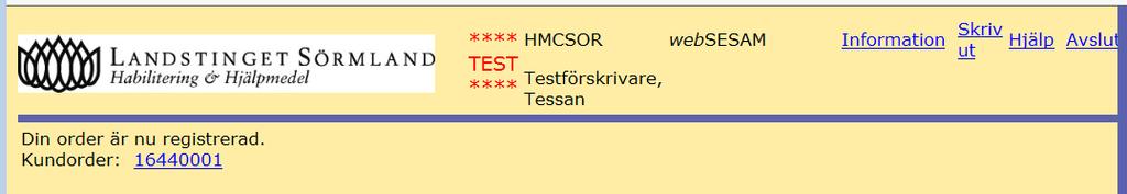 Din order är nu registrerad. (ditt kvitto).