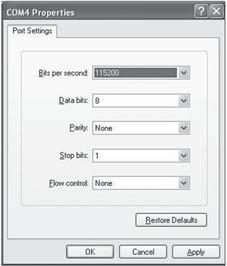 Switch Access Step 5:Set port parameters (Bits per second: 115200, Data bits:8, Parity:None, Stop bits:1, and Flow control:none), as shown in the following figure.