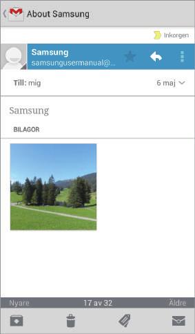 Kommunikation Skicka meddelanden I en brevlåda trycker du lätt på, anger mottagare, ett ämne och ett meddelande och trycker sedan lätt på. Tryck lätt på Bifoga bild för att bifoga bilder.