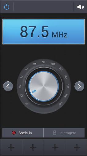Media FM-radio Lyssna på musik och nyheter på FM-radion. Du måste ansluta ett headset för att lyssna på FMradion, för det fungerar även som antenn. Tryck lätt på FM-radio på programskärmen.