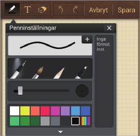 Verktyg När du skriver ned ett memo ska du trycka lätt på för att ändra penntyp, linjetjocklek eller pennfärg.