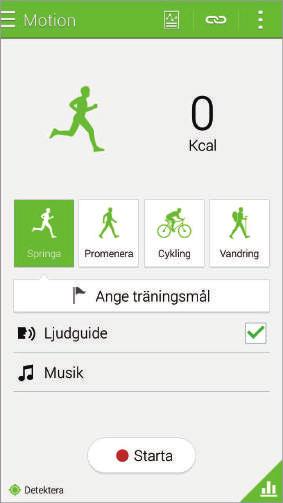 S Health 1 Bär pulsmätaren på kroppen. 2 På huvudskärmen för Motion trycker du lätt på Skanna.