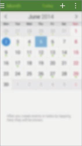 Användbara program och funktioner S Kalender Starta S Kalender Använd programmet för att hantera händelser och uppgifter. Tryck lätt på S Kalender på programskärmen. Ändra visningsläget.