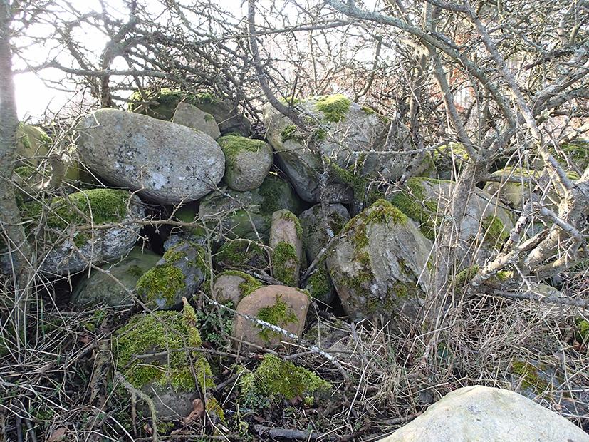 I utredningsområdets nordvästra hörn finns ytterligare en svag förhöjning, ca 3x3 meter i diameter, med spridda större