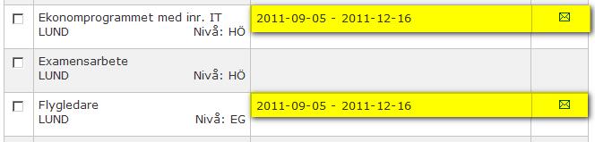 Utbildningen tillsammans med studietiden visas för eleven i Mina sidor när de ska ansöka om studiemedel. 7.1.