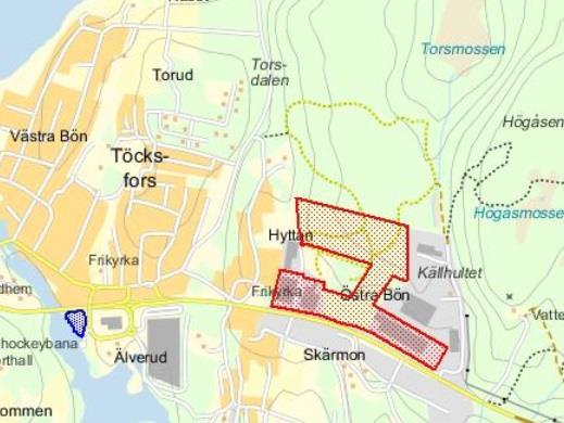 Bild 1. Översiktskarta. Planområde rödmarkerat (Källa: Årjängs kommun). Bild 2.