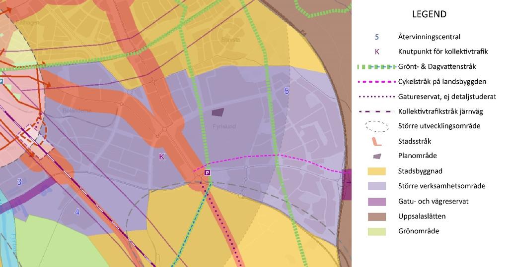 Fyrislundsstråket, ett rörelsestråk som sträcker mellan Årstaparken och Åriket, passerar förbi planområdet. Dess egenskaper innefattar gröna kvaliteter och ekosystemtjänster.