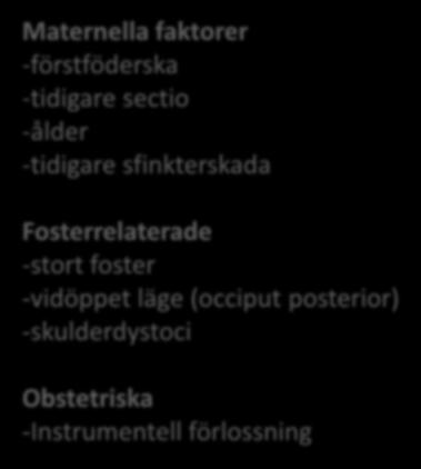 -vidöppet läge (occiput posterior) -skulderdystoci Obstetriska -Instrumentell