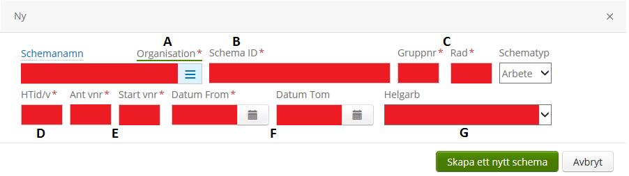 ett nytt schema.