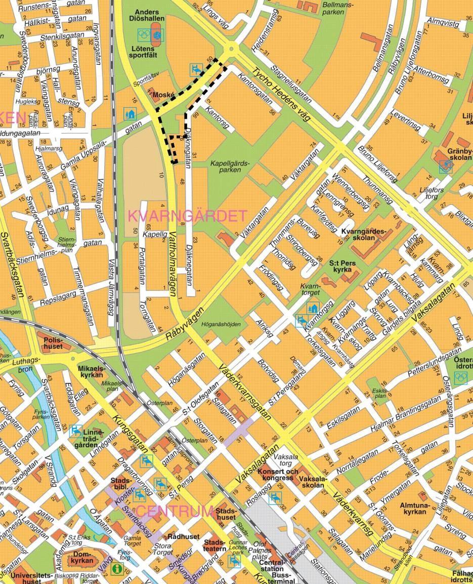 OMRÅDESFÖRUTSÄTTNINGAR OCH FÖRÄNDRINGAR Plandata Geografiskt läge, areal och markägoförhållanden Planområdet ligger centralt i Uppsala i stadsdelen Kvarngärdet och omgärdas av Gamla Uppsalagatan,