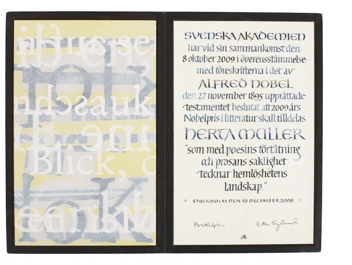HERTA MÜLLERS DIPLOM. COPYRIGHT THE NOBEL FOUNDATION 2009.