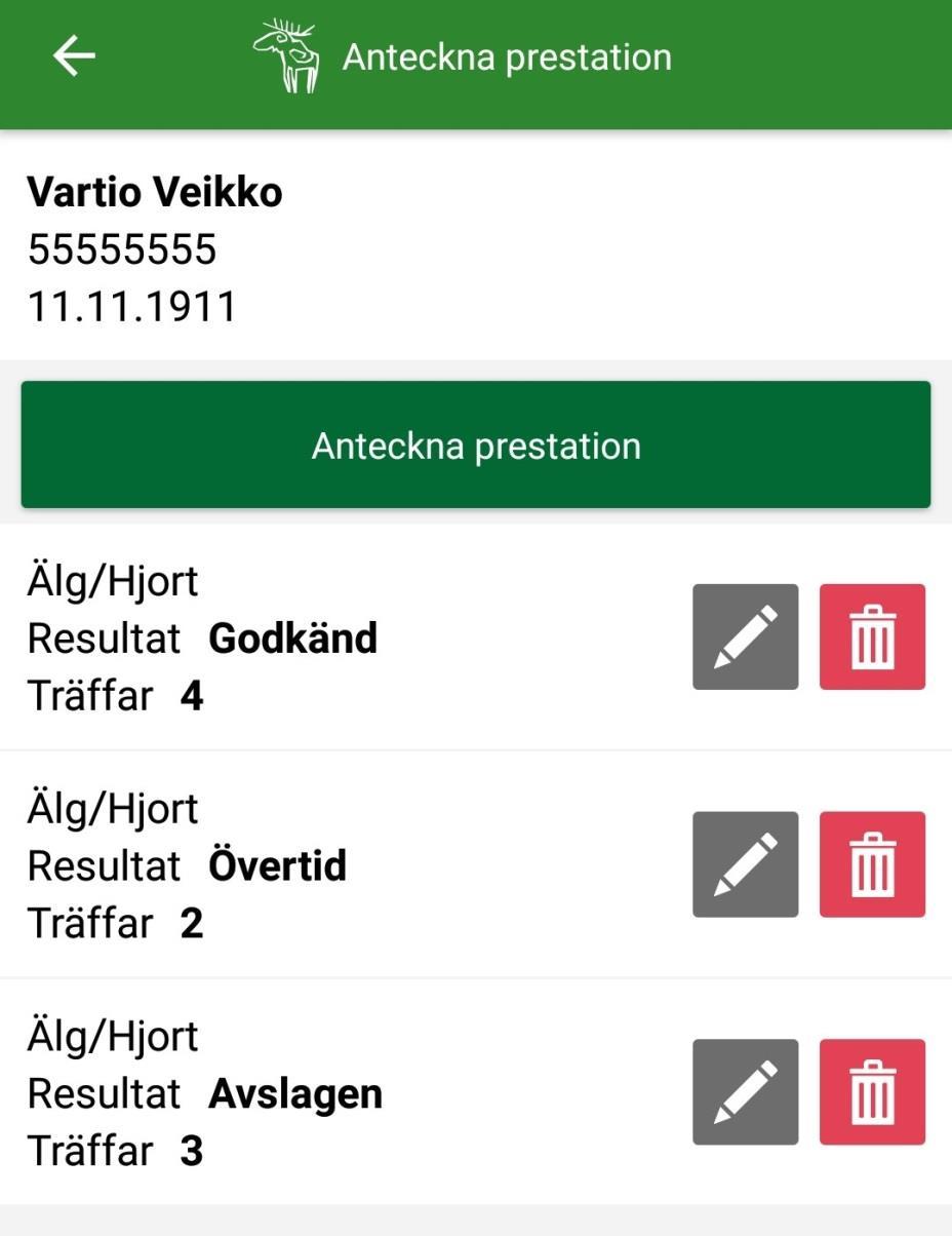 Prestationer kan antecknas högst 5 st/provform Gå tillbaka till prestationskön