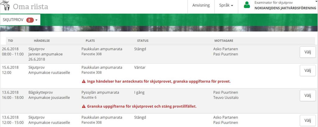Vyn Skjutprov Sulkemattomat Ej