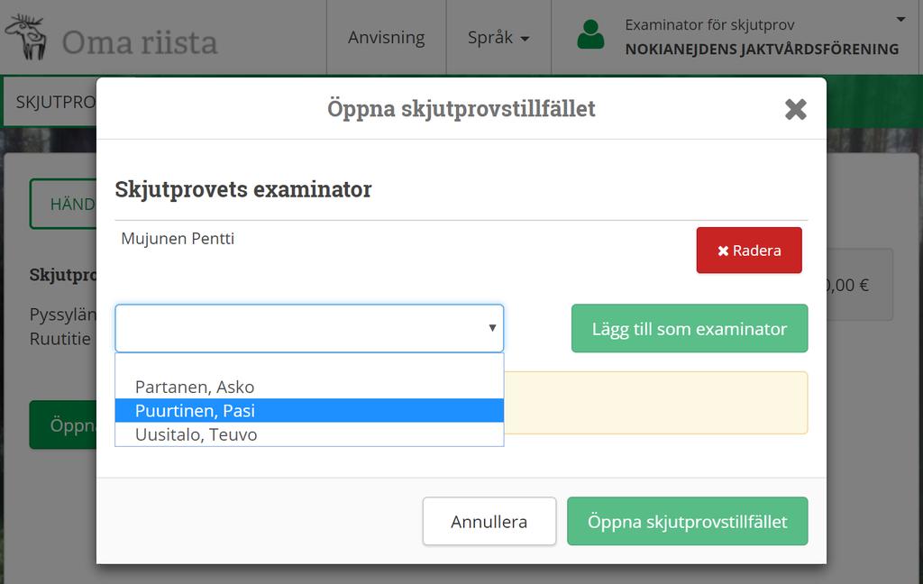Att lägga till examinatorer Lägg till examinatorer