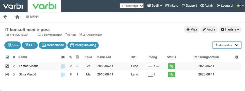 8.2 Granska flera ansökningar Vill du bläddra mellan flera olika ansökningar kan du göra det på två sätt.