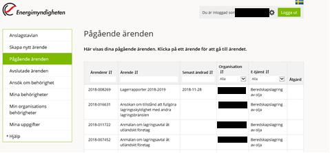 1. Logga in på Mina sidor och gå till Pågående ärende. Klicka på lagerraport för pågående lagringsår.