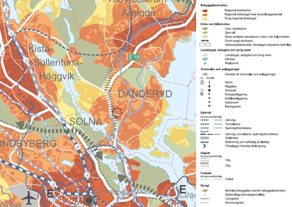DANDERYDS KOMMUN 5(9) I den översiktiga kartbilden från RUFS 2010 anges planområdet som Regional stadsbygd med utvecklingspotential, vilket innebär att området har hög regional tillgänglighet.