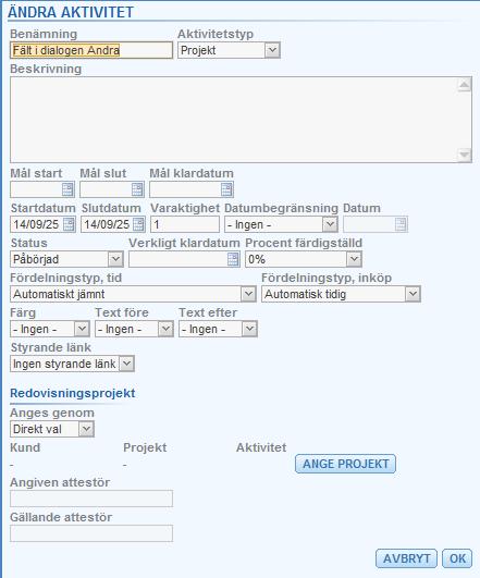 tilldelning och aktivitet har lagts till som