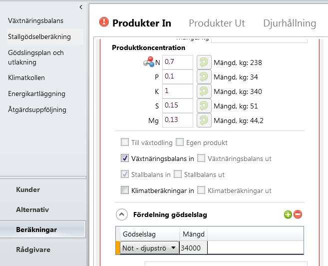 39 För varje produkt in eller ut ska du fördela den på det gödselslag som den djurgruppen går på.