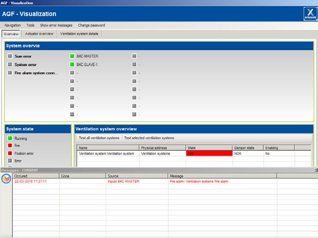 Programvara AuraSafe systemet konfigureras med hjälp av egen programvara. Alla komponenter som påverkar styrstrategin läggs in som egna komponenter, och på så sätt kan olika styrstrategier byggas upp.