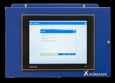 AuraSafe Master kan kommunicera med det överordnande systemet via BACnet IP eller Modbus TCP AuraSafe Master innehåller: Touchpanel Master-controller och kommunikationsmodul I/O-modul med 4 digitala