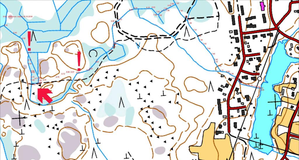 Pil = vattendelare med maximal höjdnivå 8,96.