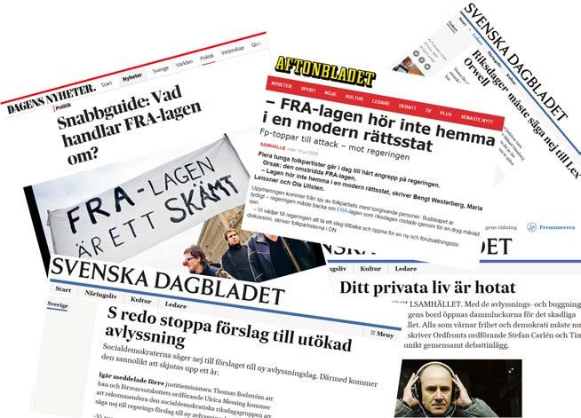 FRA-debatten Under många år hade FRA baserat sin verksamhet på principen etern är fri, det vill säga att vem som helst kan lyssna på radio.