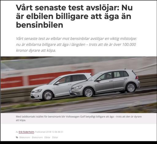 TCO: Elbilar och laddhybrider har förbluffande låga siffor.