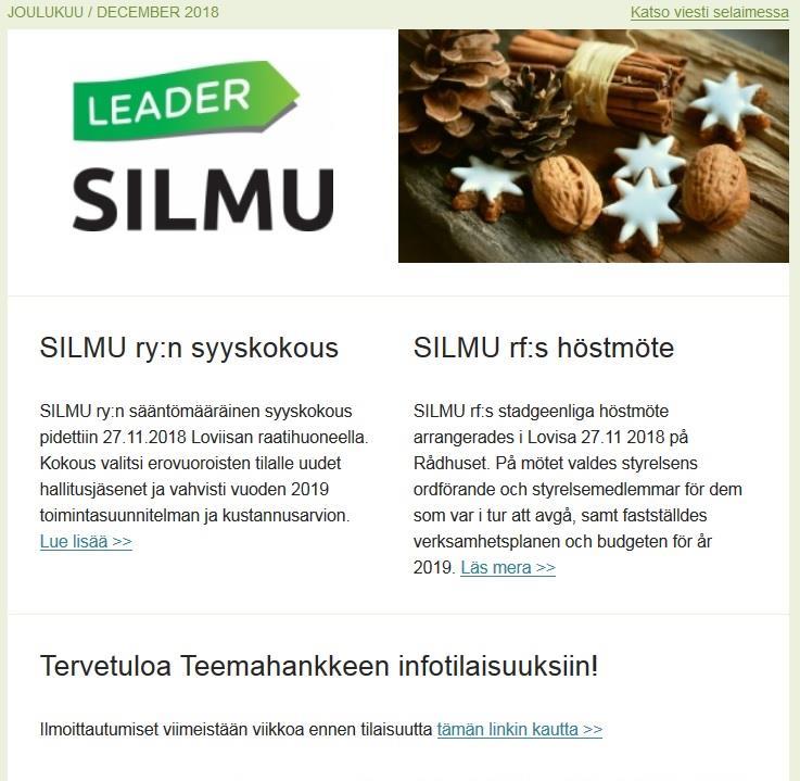 Uutiskirje - Nyhetsbrev Tilaa uutiskirje Beställ nyhetsbrevet: