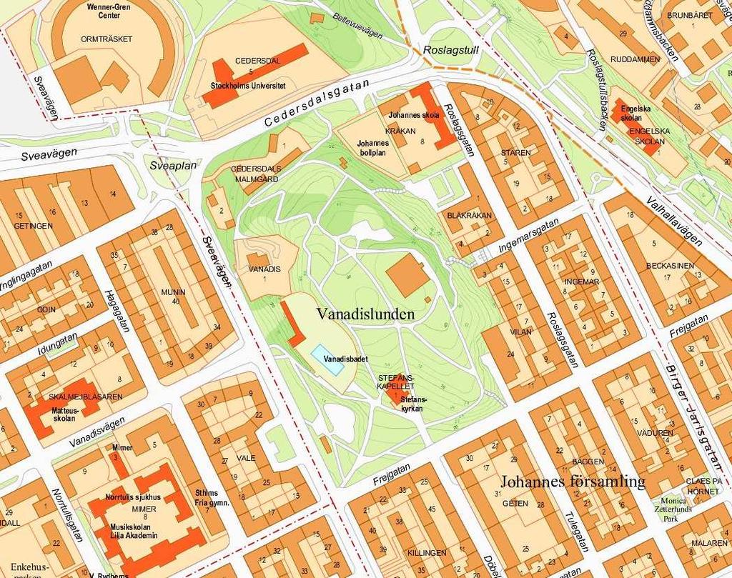 SID 2 (9) Utlåtande Planområdet kommer att innefatta Vanadisbadet och viss parkmark i Vanadislunden.