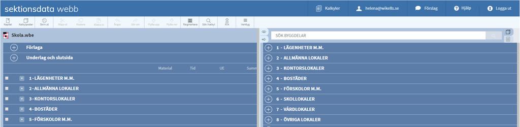 Det enda du måste göra som förberedelse är att starta en Ny Kalkyl i sektionsdata, spara den och sen