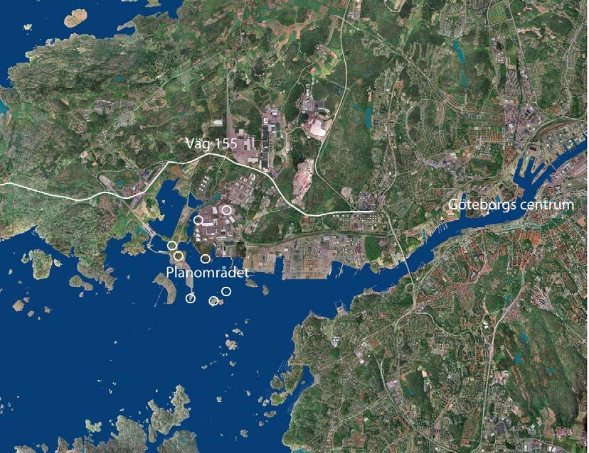 6 PLANERINGSFÖRUTSÄTTNINGAR LÄGE Planområdet är beläget ca. 10 km väster om Göteborgs centrum i ett område som präglas av storskaliga industrietableringar och hamnverksamhet.