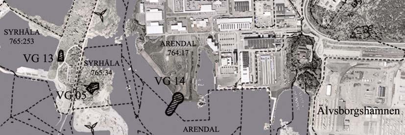 Karta som visar delområdenas avgränsning samt berörda fastigheter.