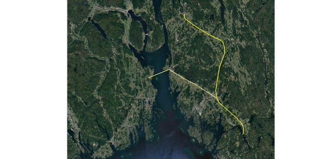 26 Figur 20. Vertikalprofil och beräkningslinje mellan Ski Askim Sarpsborg Moss Horten. Nya stationer vid Askim km 25,1, Sarpsborg km 62,0, Moss och Horten.