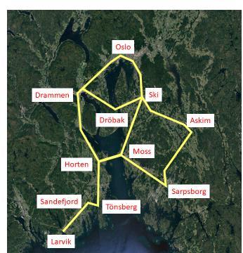27 Figur 21. Höghastighetsbana runt Oslofjorden.